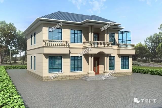 外觀精致的二層別墅設(shè)計(jì)圖，大客廳+陽(yáng)光房，盡享陽(yáng)光鄉(xiāng)村生活