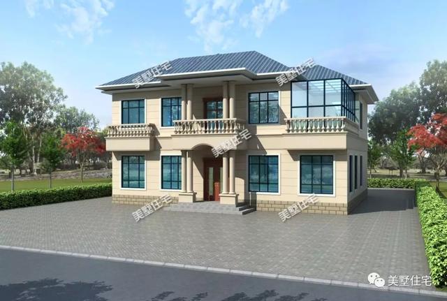 外觀精致的二層別墅設(shè)計(jì)圖，大客廳+陽(yáng)光房，盡享陽(yáng)光鄉(xiāng)村生活