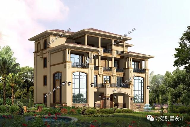 帶地下車庫(kù)，茶室和書房的三層歐式別墅設(shè)計(jì)圖，9室4廳，適合農(nóng)村自建！