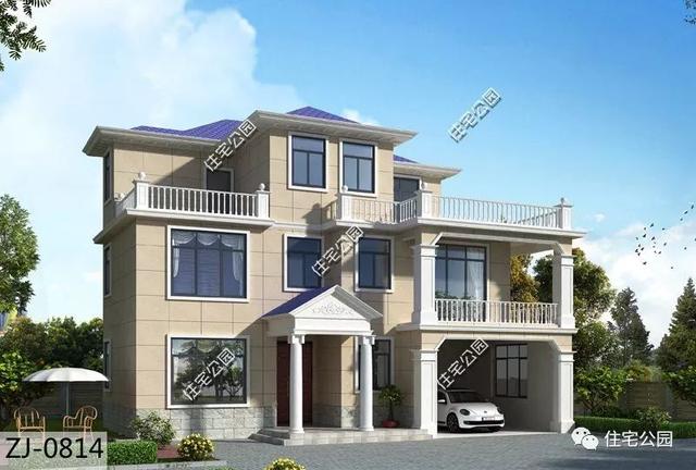 占地14×13農(nóng)村自建房設(shè)計圖，3層40萬帶露臺和車庫，老百姓都喜歡建