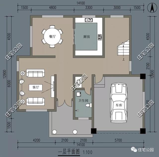 占地14×13農(nóng)村自建房設(shè)計圖，3層40萬帶露臺和車庫，老百姓都喜歡建