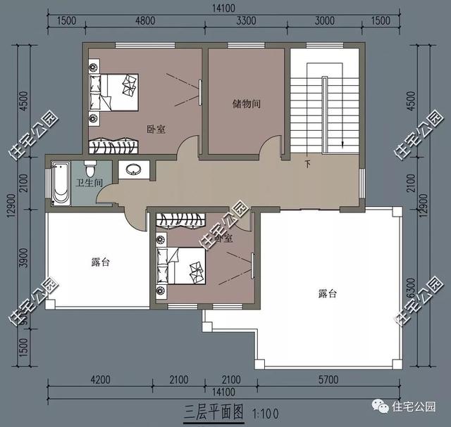 占地14×13農(nóng)村自建房設(shè)計圖，3層40萬帶露臺和車庫，老百姓都喜歡建