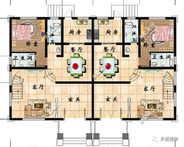 一套圖紙建兩棟別墅，在農(nóng)村自建房就需要這樣的設(shè)計圖紙，既方便又省錢