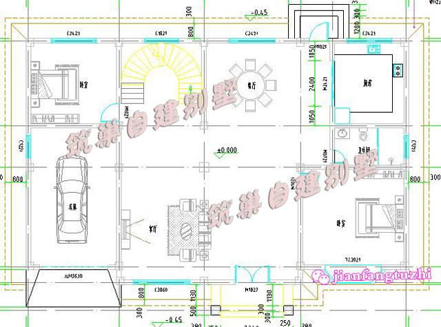 2層農(nóng)村自建房設(shè)計(jì)圖帶車庫(kù)別墅效果圖，面寬20米前后門設(shè)計(jì)，整體盡顯素雅高檔