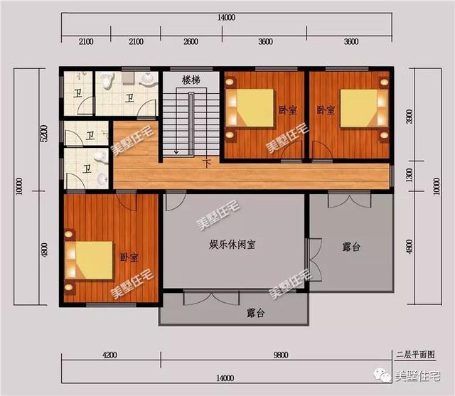 3套平屋頂實(shí)用小別墅設(shè)計(jì)圖，造價(jià)26萬左右，建好了全村人都羨慕