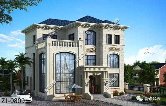 12×13米三層歐式別墅設(shè)計(jì)圖，落地窗+挑空客廳，設(shè)計(jì)的十分精致