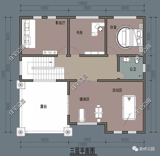 12×13米三層歐式別墅設(shè)計(jì)圖，落地窗+挑空客廳，設(shè)計(jì)的十分精致