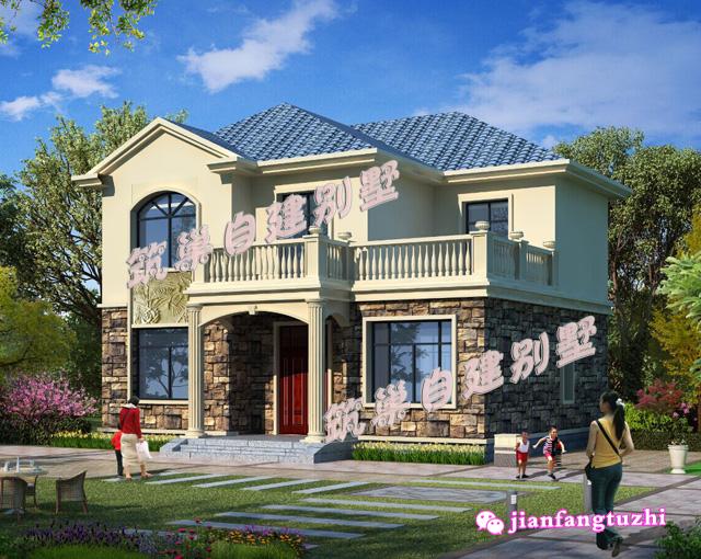 20萬(wàn)100㎡12x9米二層典型現(xiàn)代農(nóng)村別墅設(shè)計(jì)圖，主體磚混結(jié)構(gòu)