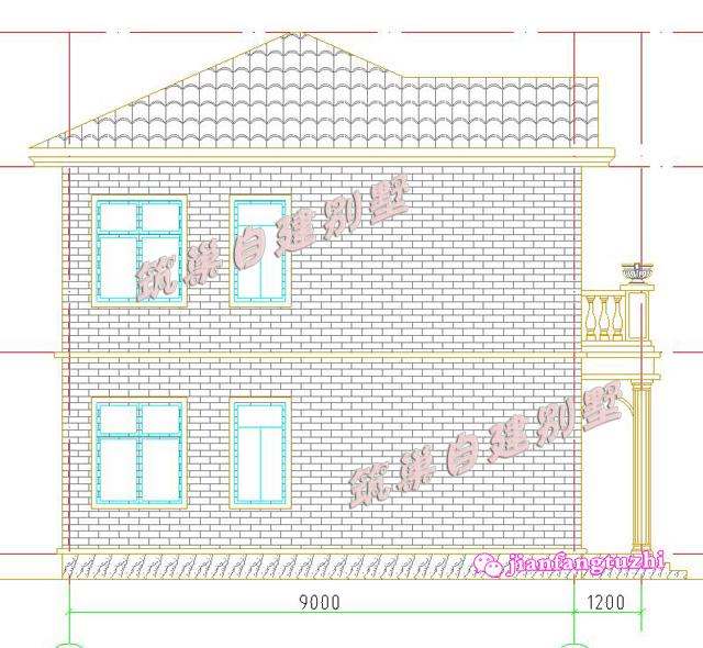 20萬(wàn)100㎡12x9米二層典型現(xiàn)代農(nóng)村別墅設(shè)計(jì)圖，主體磚混結(jié)構(gòu)