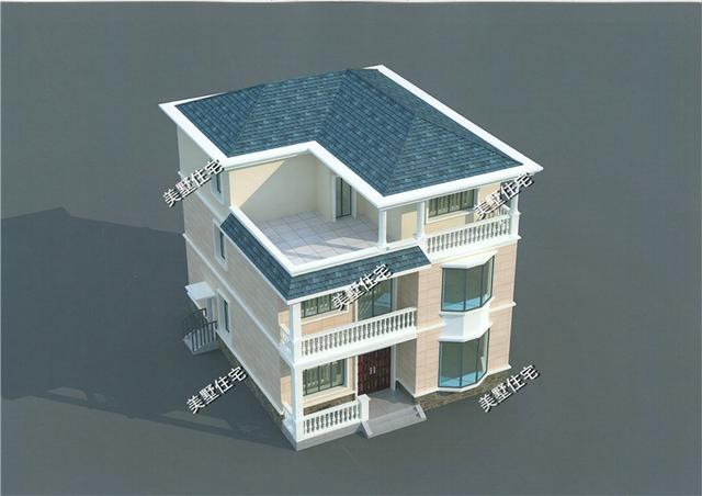 占地125平農(nóng)村歐式別墅設(shè)計圖，7室2廳帶書房，最大的一個亮點就是三樓有一個超大的露臺