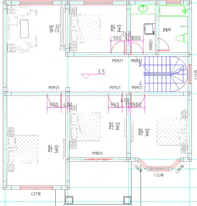12×12米3廳5臥二層獨(dú)棟別墅設(shè)計(jì)圖紙，閣樓層+佛堂+旋轉(zhuǎn)樓梯，造價(jià)40萬(wàn)左右，讓你擁有一個(gè)溫暖的家
