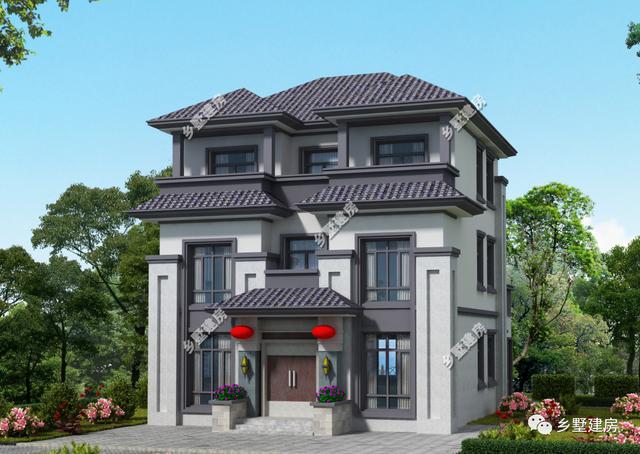 農村中式別墅設計圖，帶佛堂、茶室、花院，9X12米，造價只要38萬！