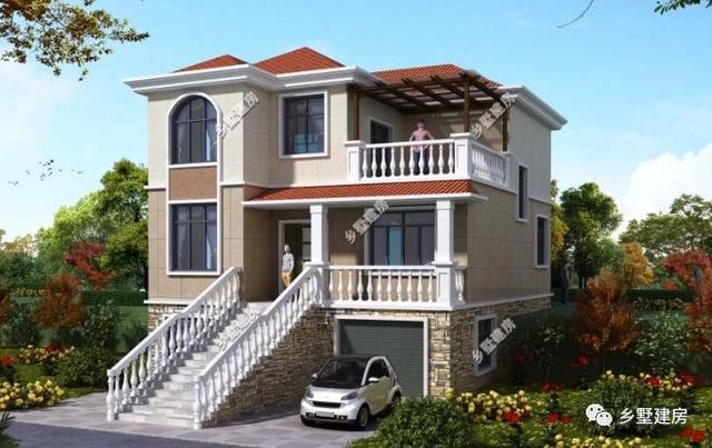 農(nóng)村三層別墅設(shè)計圖，挑空客廳樓上樓，書房露臺應(yīng)有盡有，造價只要48萬