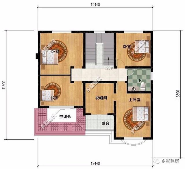 農(nóng)村三層別墅設(shè)計圖，挑空客廳樓上樓，書房露臺應(yīng)有盡有，造價只要48萬
