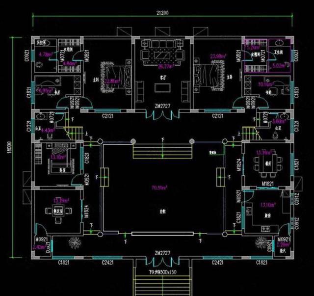 傳統(tǒng)中式四合院別墅設(shè)計圖，農(nóng)村自建房的優(yōu)選，你需要的它都有