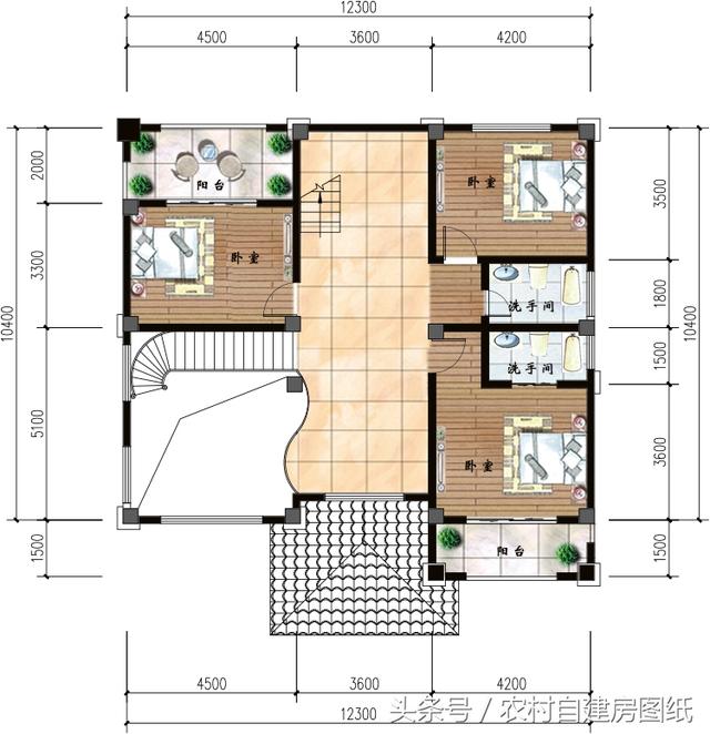 三層農(nóng)村豪華別墅設(shè)計圖，12X10米，主體造價40萬，裝修80萬，全村第一豪