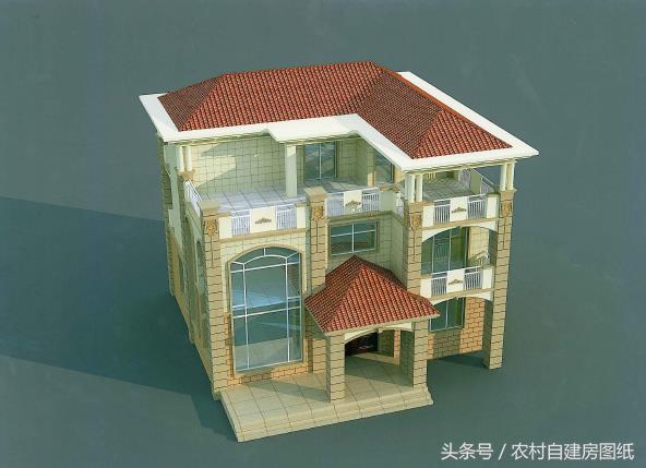 三層農(nóng)村豪華別墅設(shè)計圖，12X10米，主體造價40萬，裝修80萬，全村第一豪