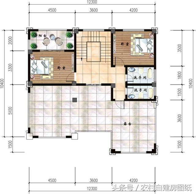 三層農(nóng)村豪華別墅設(shè)計圖，12X10米，主體造價40萬，裝修80萬，全村第一豪