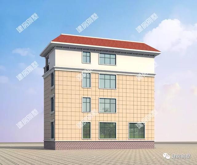 四層別墅設(shè)計圖，16×9.5米，外觀氣派，內(nèi)設(shè)小臺階，由里到外都很有檔次