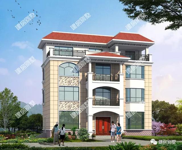 四層別墅設(shè)計圖，16×9.5米，外觀氣派，內(nèi)設(shè)小臺階，由里到外都很有檔次