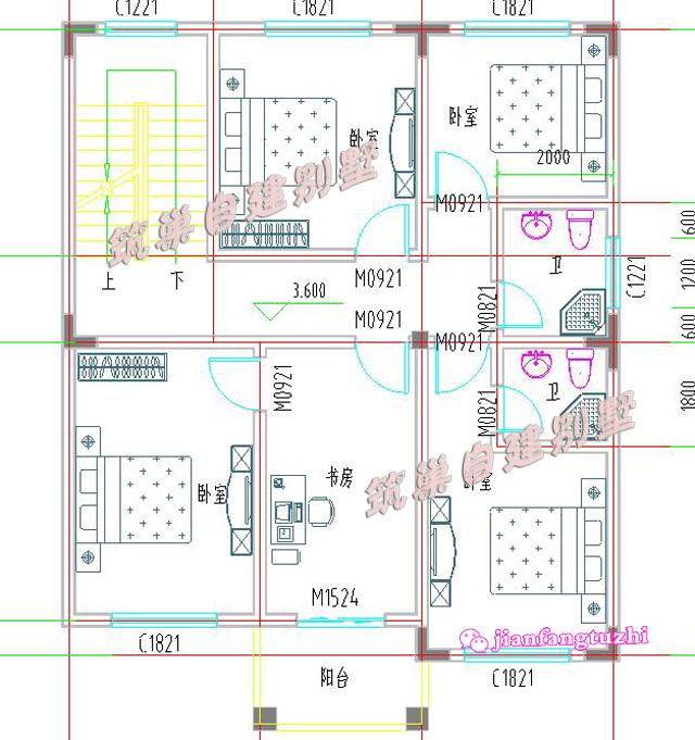 9x10米7臥3衛(wèi)三層農(nóng)村自建房別墅設(shè)計圖，外形清新簡潔，內(nèi)部空間規(guī)劃緊湊