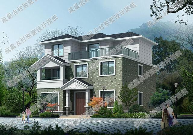 3廳7臥11×10三層別墅設計圖，造價30萬，帶堂屋烤火間套房