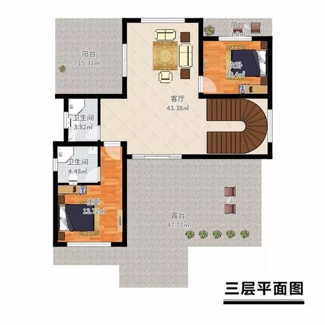 12×14米復(fù)式三層別墅設(shè)計圖，豪華氣派，時尚耐看，帶涼亭。