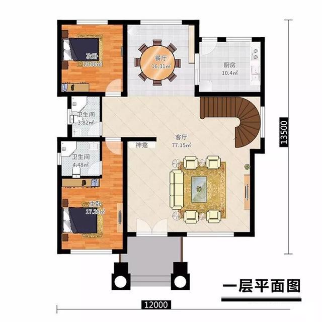 12×14米復(fù)式三層別墅設(shè)計圖，豪華氣派，時尚耐看，帶涼亭。