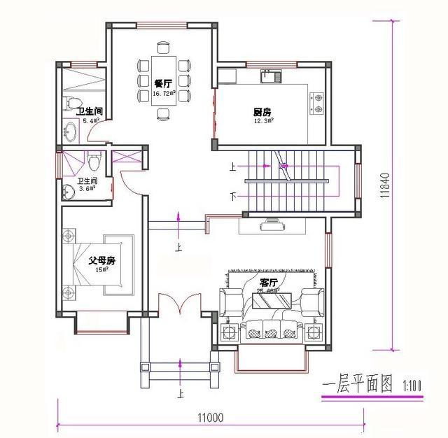 11×12米3廳5臥復(fù)式三層徽派風(fēng)格農(nóng)村自建房，戶型氣質(zhì)穩(wěn)重，造價(jià)35萬