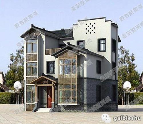 11×12米3廳5臥復(fù)式三層徽派風(fēng)格農(nóng)村自建房，戶型氣質(zhì)穩(wěn)重，造價(jià)35萬