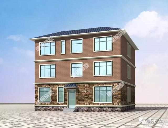 12.8×12.2米農村三次別墅設計圖，布局很實用且主次臥設計分明