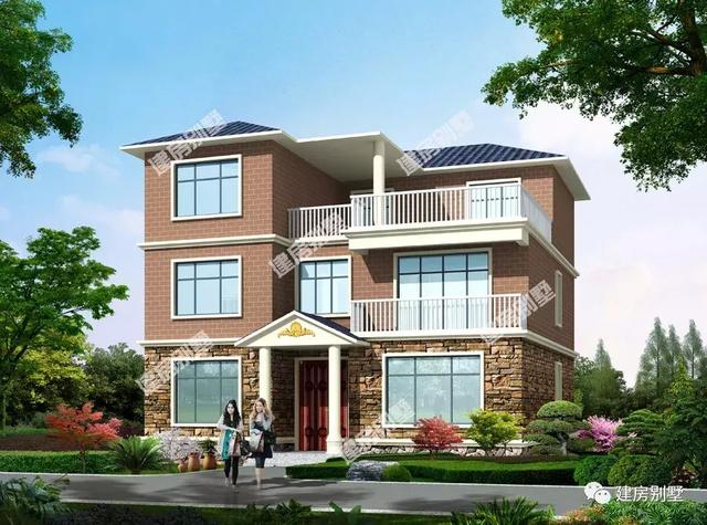 12.8×12.2米農村三次別墅設計圖，布局很實用且主次臥設計分明