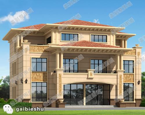 3廳9臥17×14三層獨棟別墅設(shè)計圖，帶陽光房豪華套間，造價60萬