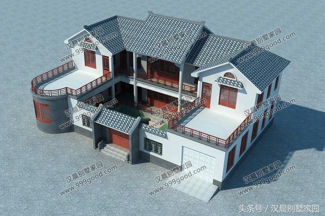 農(nóng)村二層中式三合院，18.3X11.6米，做夢都想蓋的復(fù)古典雅別墅