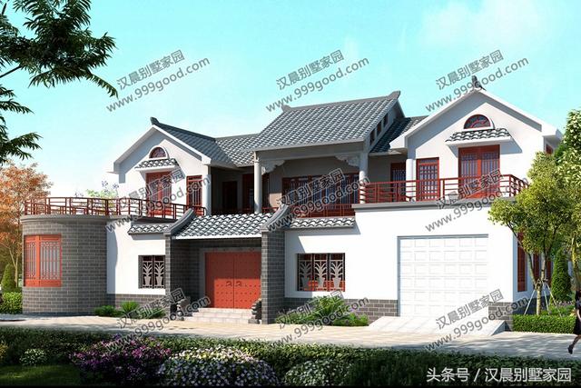 農(nóng)村二層中式三合院，18.3X11.6米，做夢都想蓋的復(fù)古典雅別墅