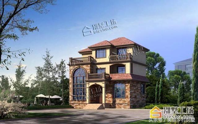 農(nóng)村三層別墅設(shè)計圖，12X10.4m，經(jīng)典三層歐式風(fēng)格，造價30萬帶地下室復(fù)式客廳