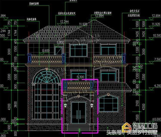 農(nóng)村三層別墅設(shè)計圖，12X10.4m，經(jīng)典三層歐式風(fēng)格，造價30萬帶地下室復(fù)式客廳