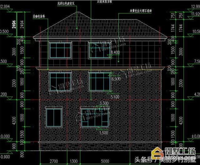 農(nóng)村三層別墅設(shè)計圖，12X10.4m，經(jīng)典三層歐式風(fēng)格，造價30萬帶地下室復(fù)式客廳