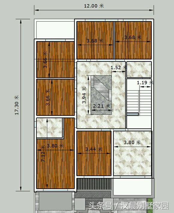 12X17米經(jīng)典新中式三層別墅設(shè)計(jì)圖，車庫(kù)+院子+堂屋，完美布局低調(diào)內(nèi)涵！