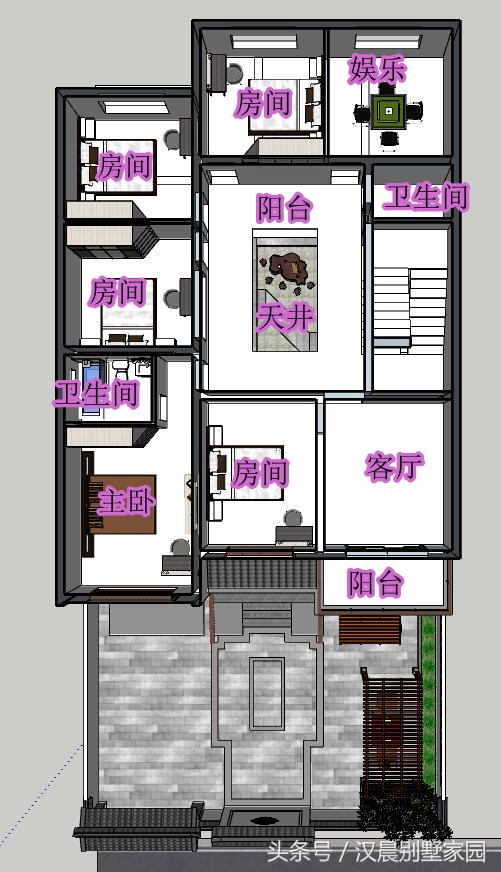 12X17米經(jīng)典新中式三層別墅設(shè)計(jì)圖，車庫(kù)+院子+堂屋，完美布局低調(diào)內(nèi)涵！