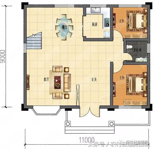 7款小戶型二層農村別墅圖，5款帶堂屋，占地100平左右