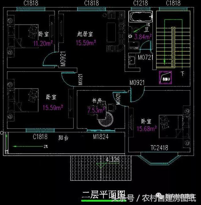 7款小戶型二層農村別墅圖，5款帶堂屋，占地100平左右