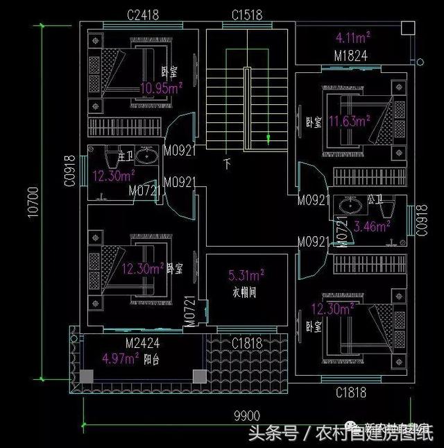 7款小戶型二層農村別墅圖，5款帶堂屋，占地100平左右