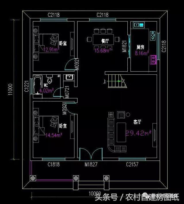 7款小戶型二層農村別墅圖，5款帶堂屋，占地100平左右
