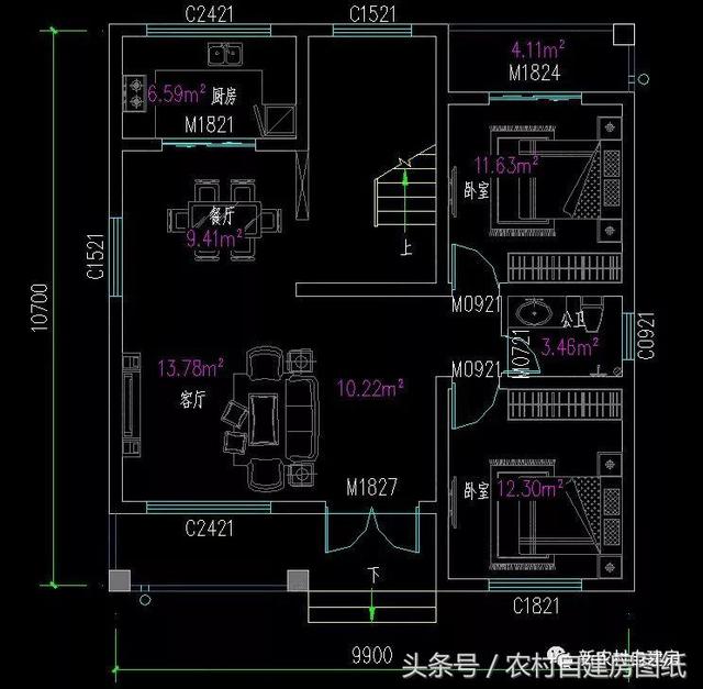 7款小戶型二層農村別墅圖，5款帶堂屋，占地100平左右