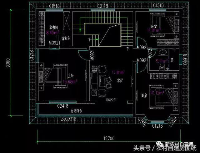 7款小戶型二層農村別墅圖，5款帶堂屋，占地100平左右