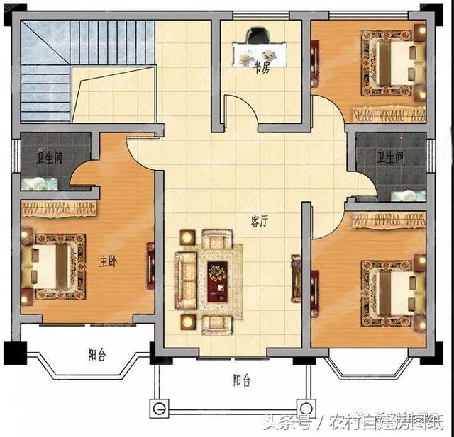 7款小戶型二層農村別墅圖，5款帶堂屋，占地100平左右