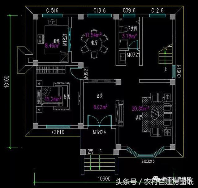 7款小戶型二層農村別墅圖，5款帶堂屋，占地100平左右