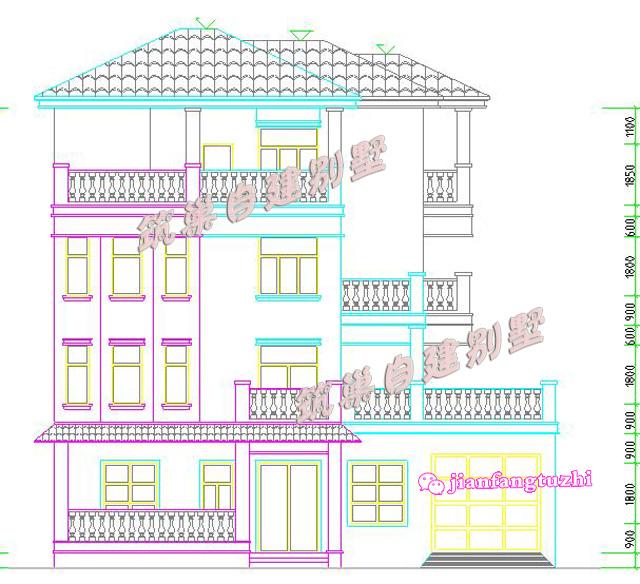  15x11米四層抗震框架結(jié)構(gòu)別墅設(shè)計(jì)圖效果圖，主次分明，干濕分區(qū)，套間+獨(dú)立車庫(kù)！