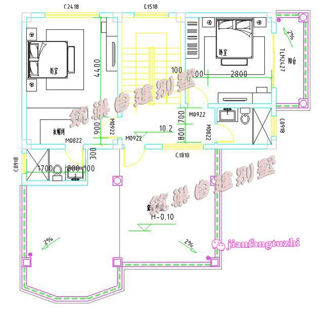  15x11米四層抗震框架結(jié)構(gòu)別墅設(shè)計(jì)圖效果圖，主次分明，干濕分區(qū)，套間+獨(dú)立車庫(kù)！